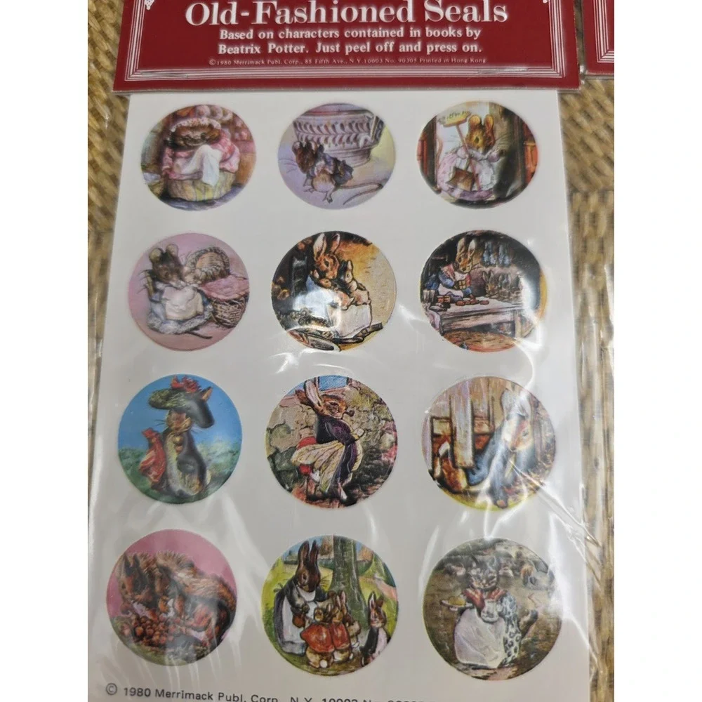 VTG Beatrix Potter Old-Fashioned Seals Merrimack‎ 1980 Rabbit Mouse Unused Lot 2